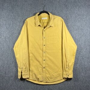 Outerknown Button Up Long Sleeve Shirt 100% Fiber Mustard Yellow Mens XL #1458